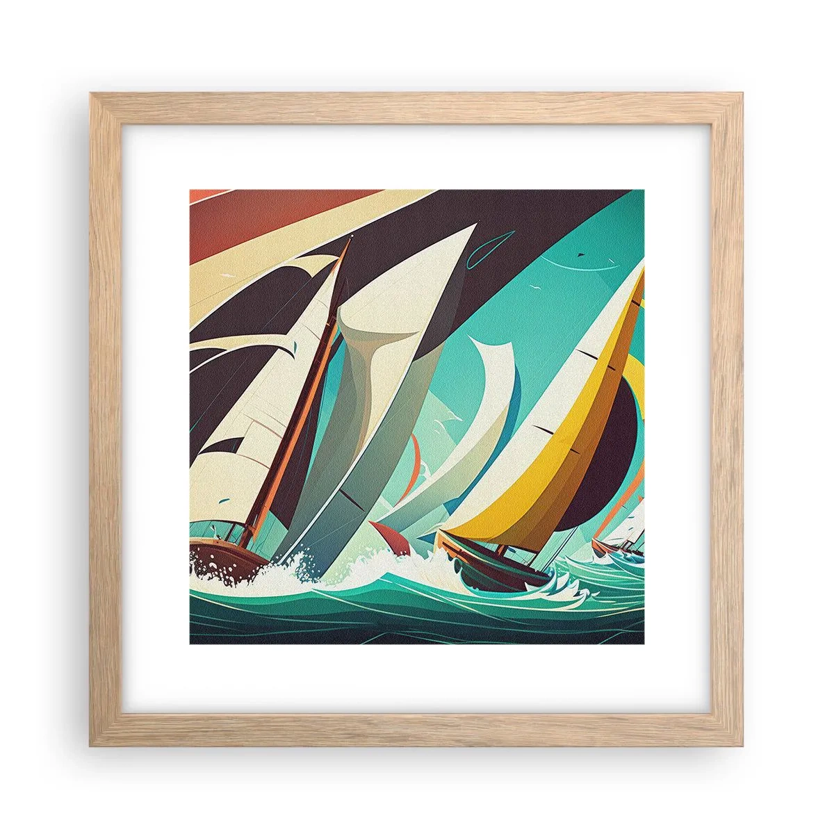 Een poster in een licht eiken lijst - Met elementen als een broer - 30x30 cm
