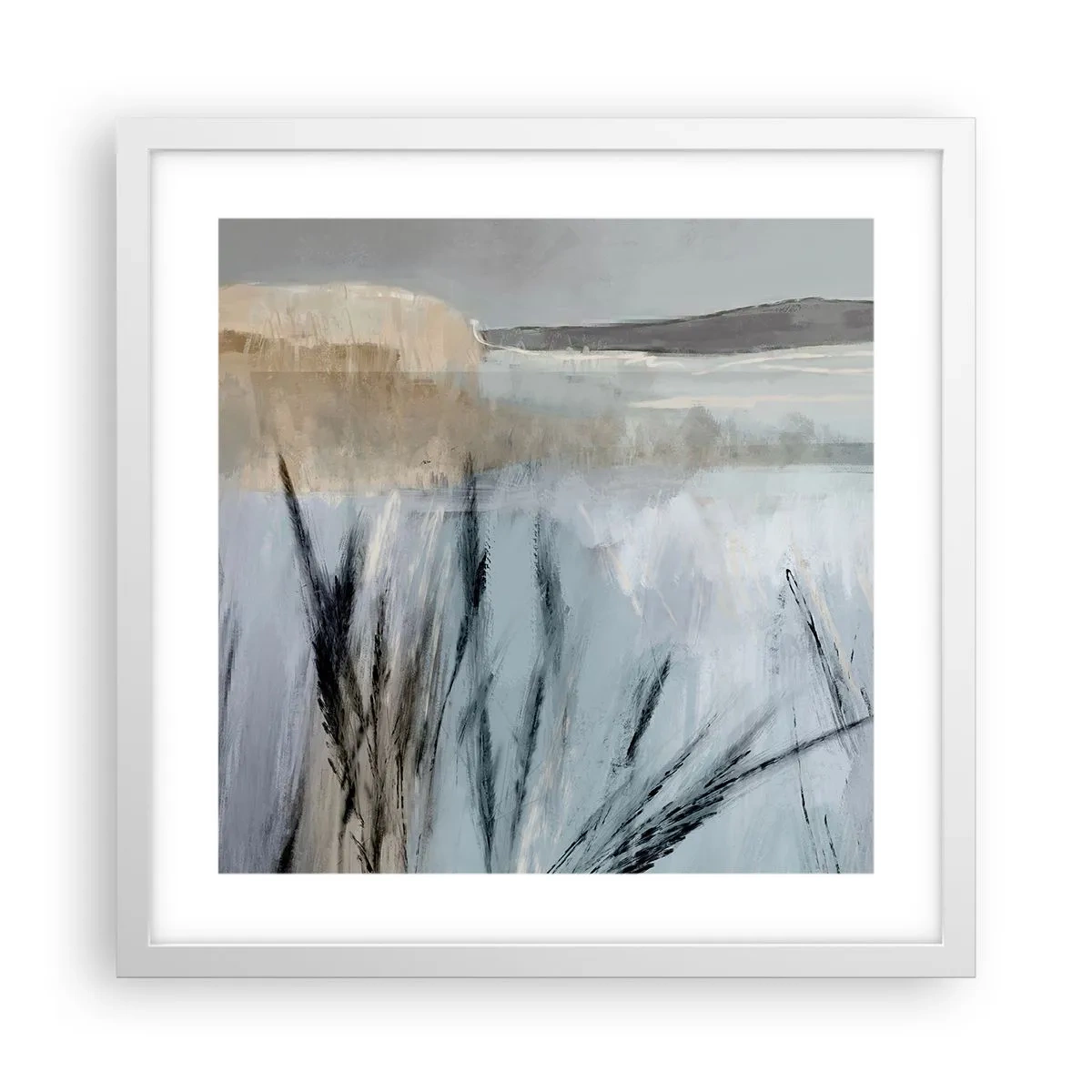 Poster in een witte lijst - Wintervelden - 40x40 cm
