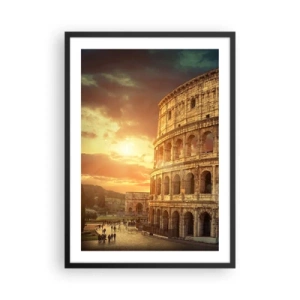 Poster in een zwarte lijst - Het Colosseum in Rome bij zonsondergang - 50x70cm - Een kolossale indruk - Moderne wanddecoratie voor woonkamer en slaapkamer ARTTOR