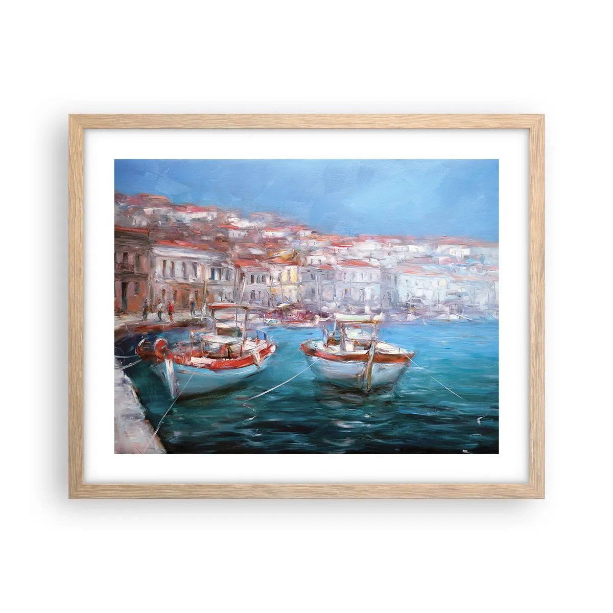 Een poster in een licht eiken lijst - Italiaanse baai - 50x40 cm