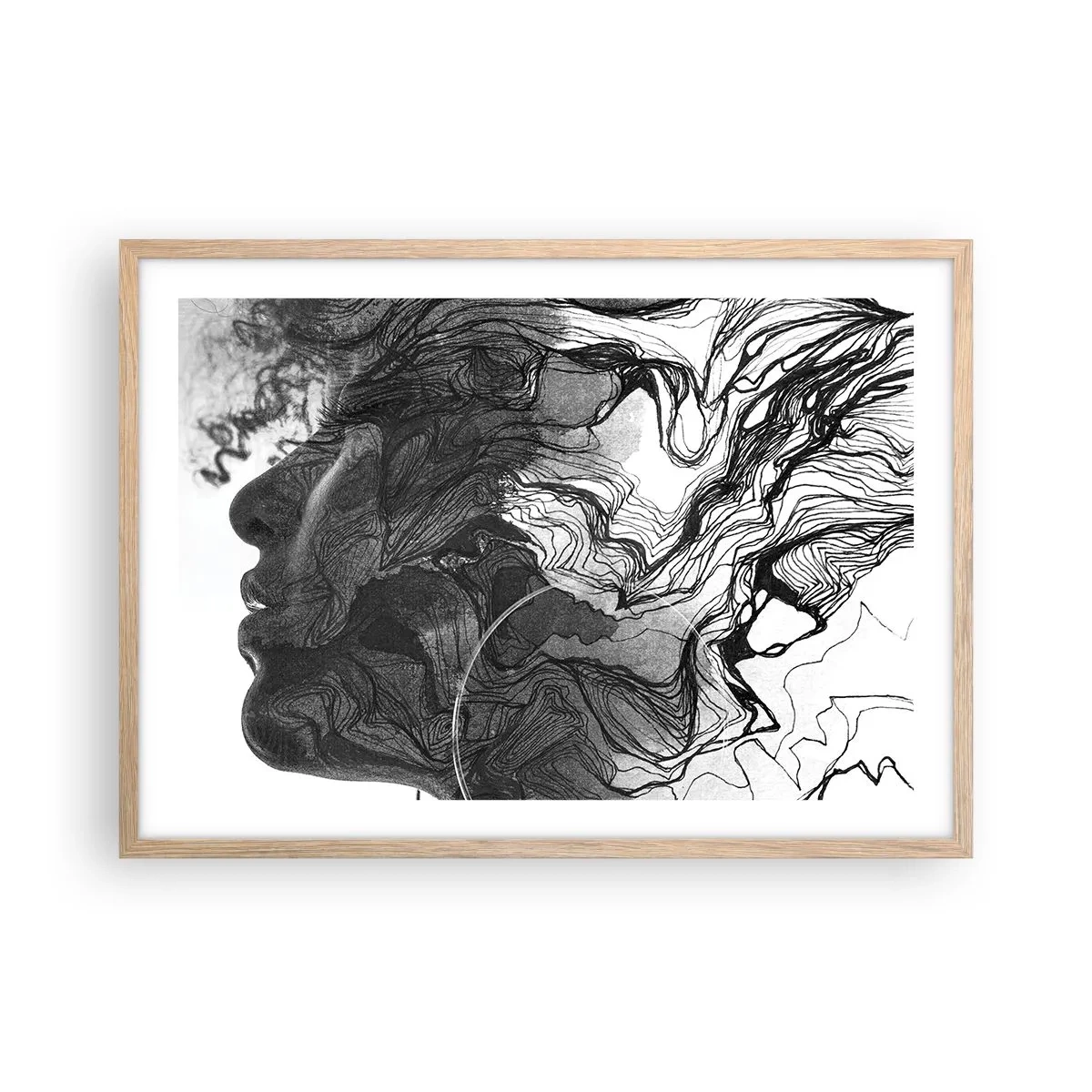 Een poster in een licht eiken lijst - Verstrikt in dromen - 70x50 cm