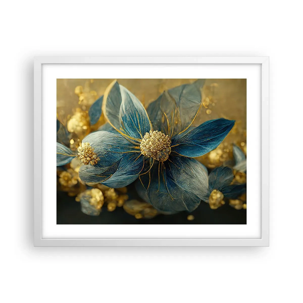 Poster in een witte lijst - Bloei met goud - 50x40 cm