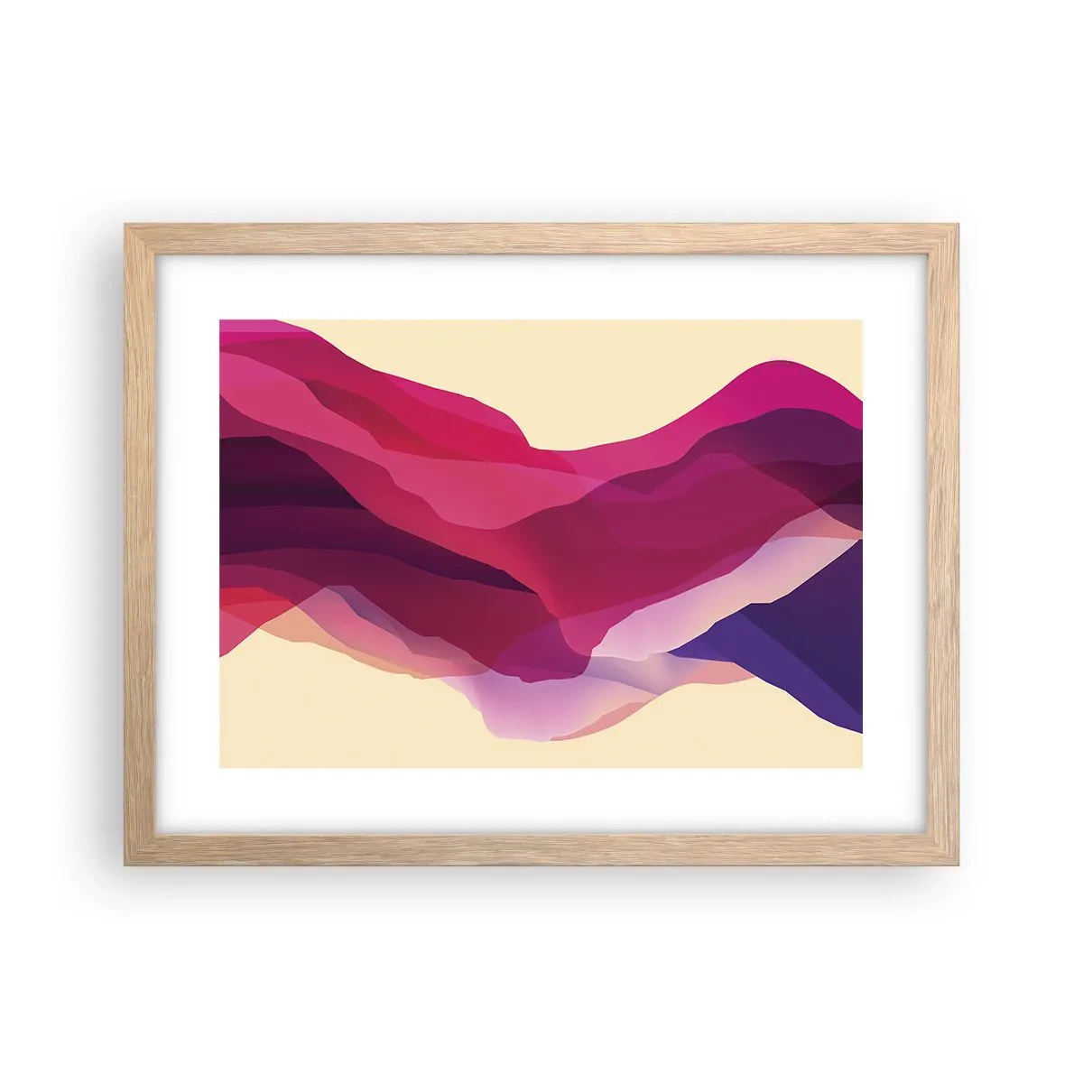 Een poster in een licht eiken lijst - Paarse golven - 40x30 cm