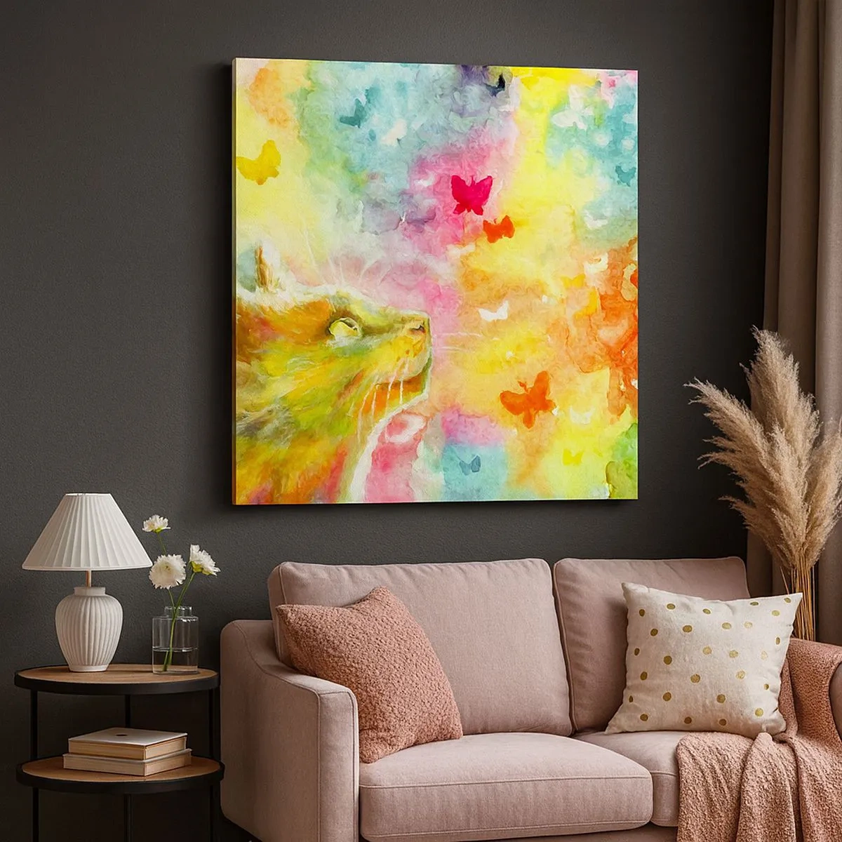 Schilderen op canvas - Baju-baju in het kattenparadijs - 30x30 cm