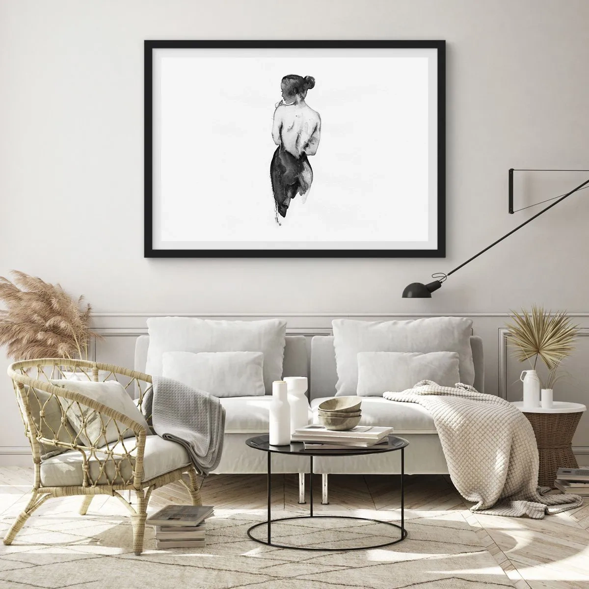 Poster in een zwarte lijst - Bij haar verdwijnt de wereld - 70x50 cm