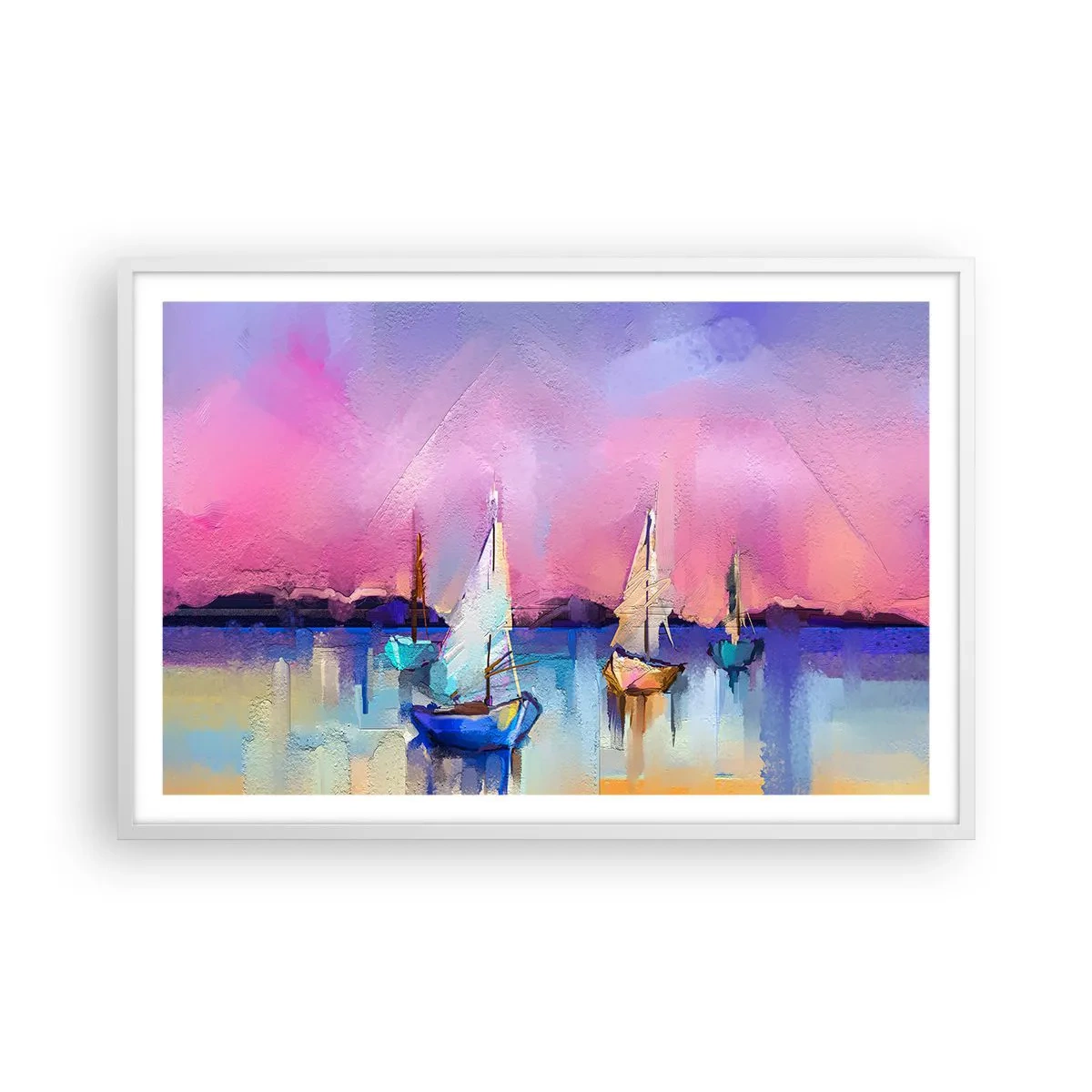 Poster in een witte lijst - Richting: breed water - 91x61 cm