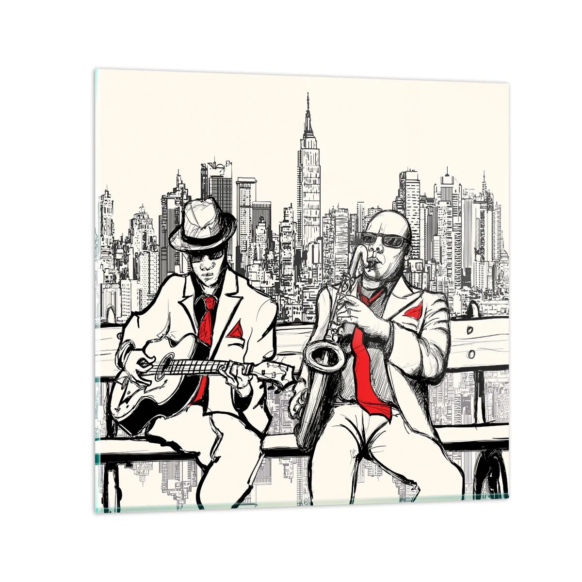 Schilderen op glas - Improvisatie van New York - 70x70 cm