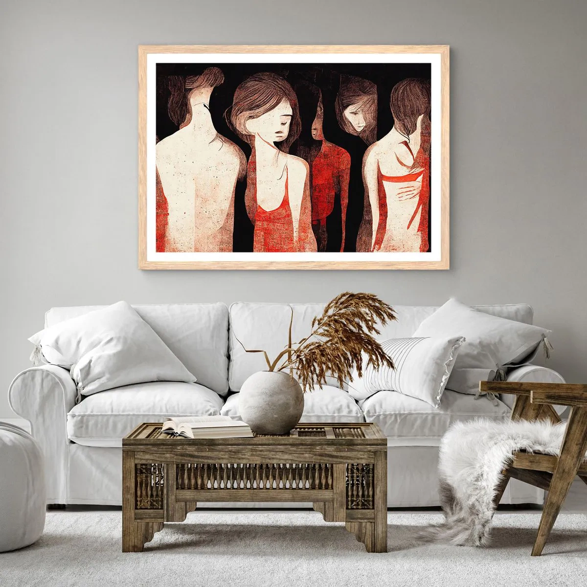 Een poster in een licht eiken lijst - Madonna's van duisternis - 100x70 cm