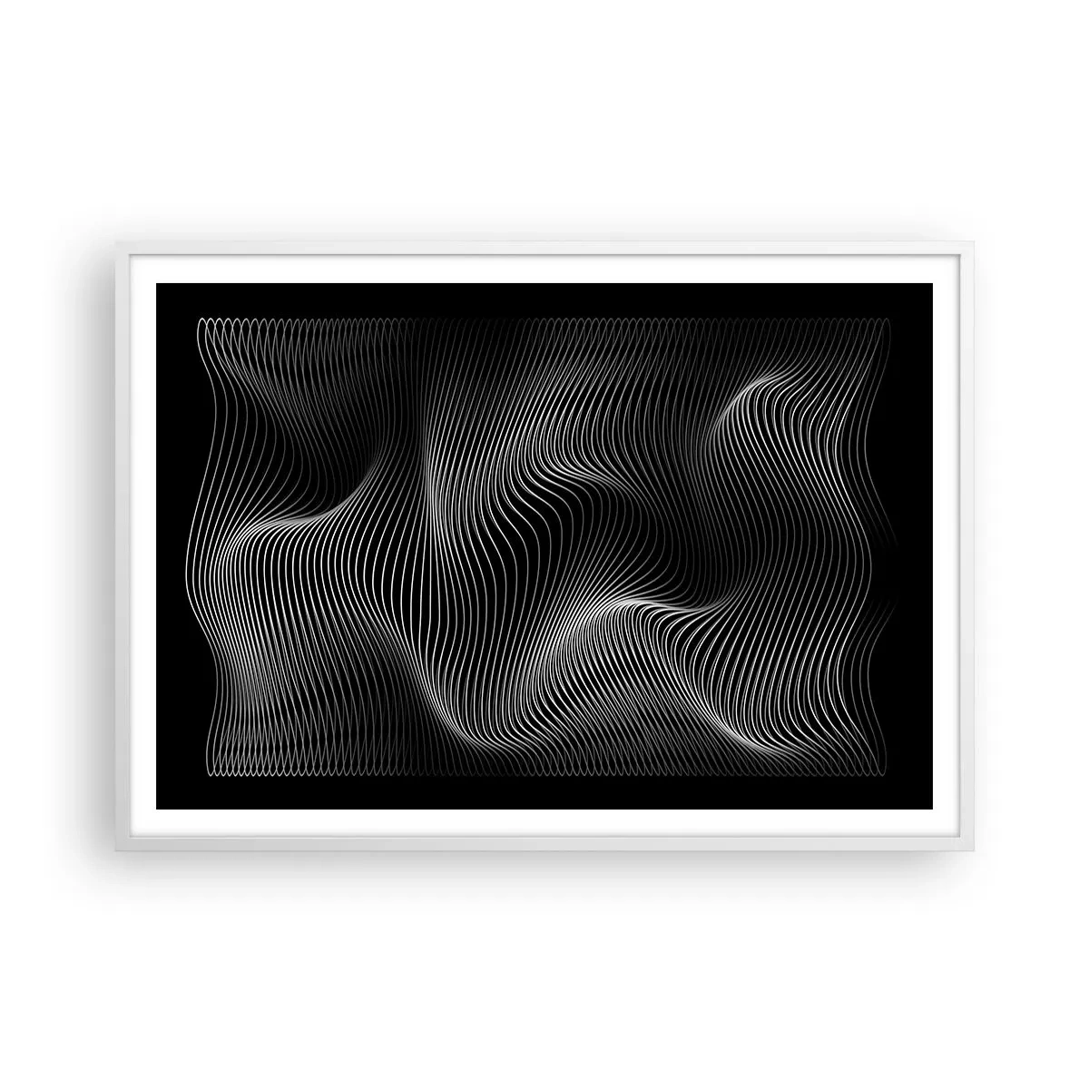 Poster in een witte lijst - Dans van licht in de ruimte - 100x70 cm