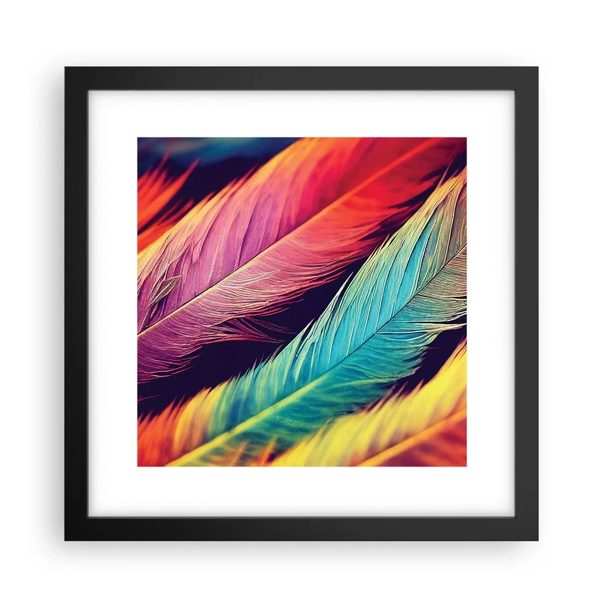 Poster in een zwarte lijst - Gevederde regenboog - 30x30 cm