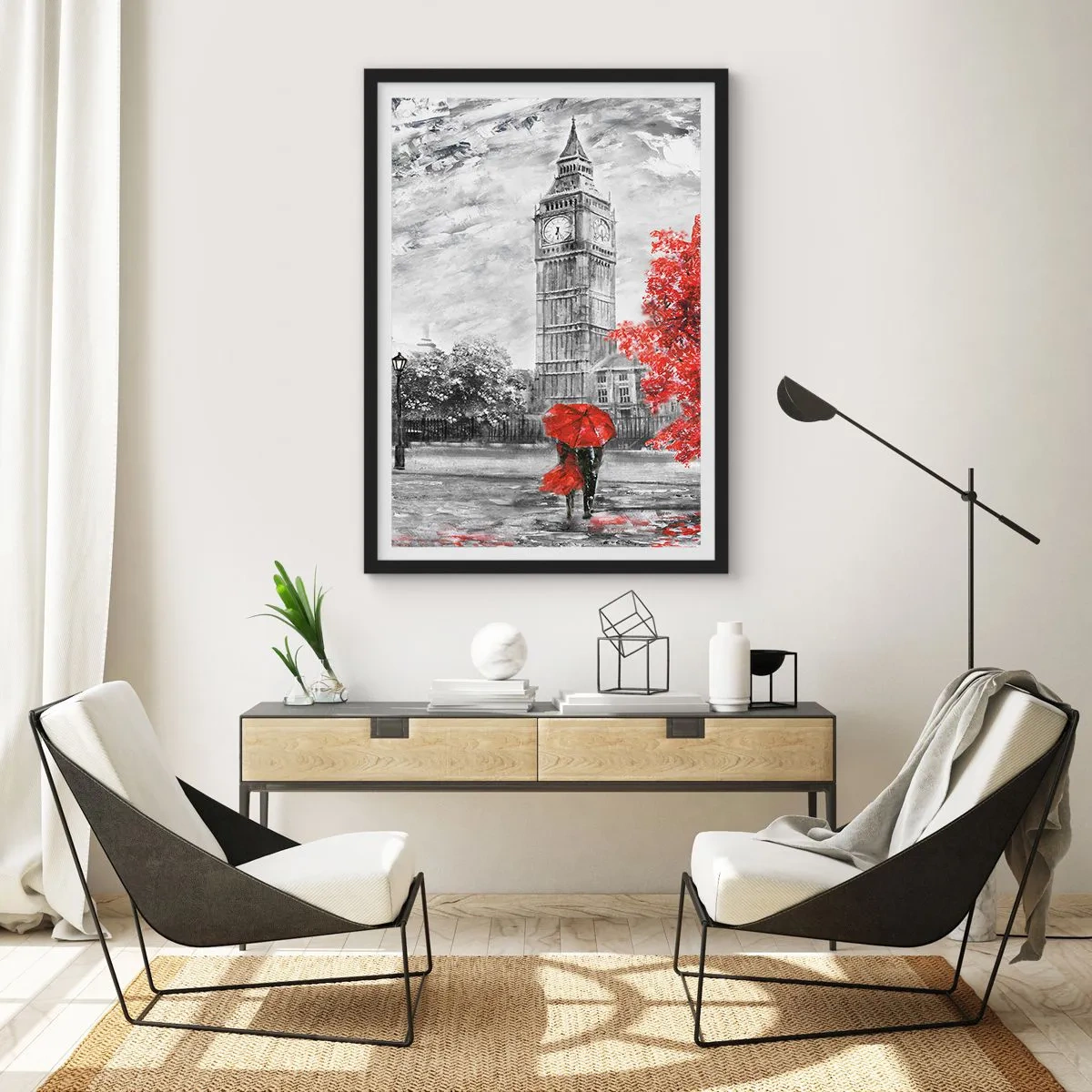 Poster in een zwarte lijst - Een spannende dag - 40x50 cm
