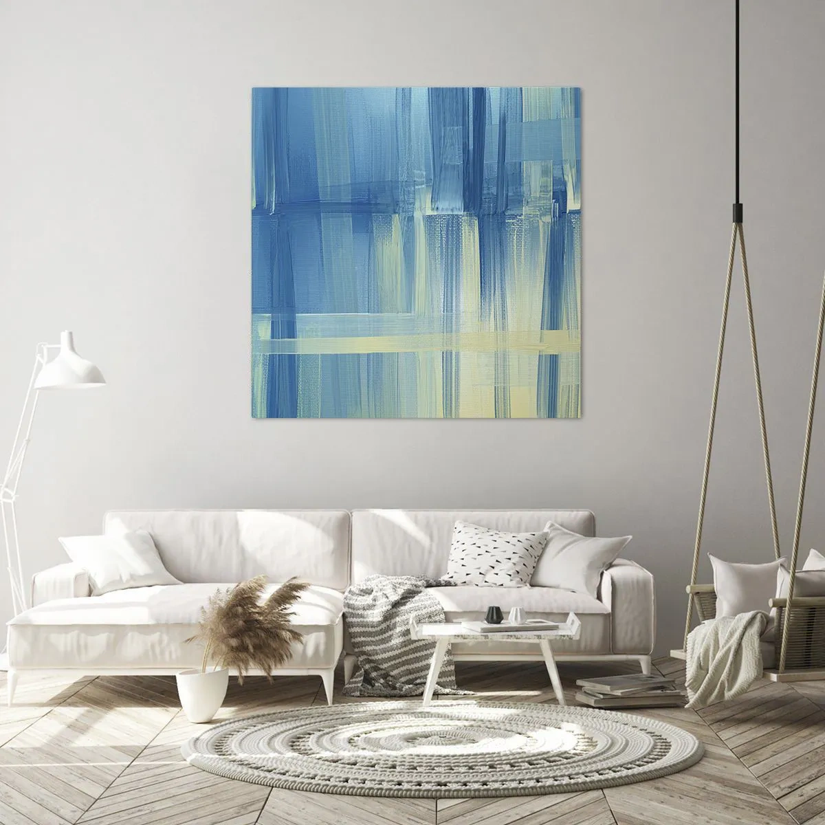 Schilderen op canvas - Compositie in turkoois - 30x30 cm