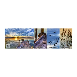 Fotobehang Monster Zelfklevend Deluxe Sticker - De wind gaat rusten - Landschap, Meer, Houten brug - 100x30 cm