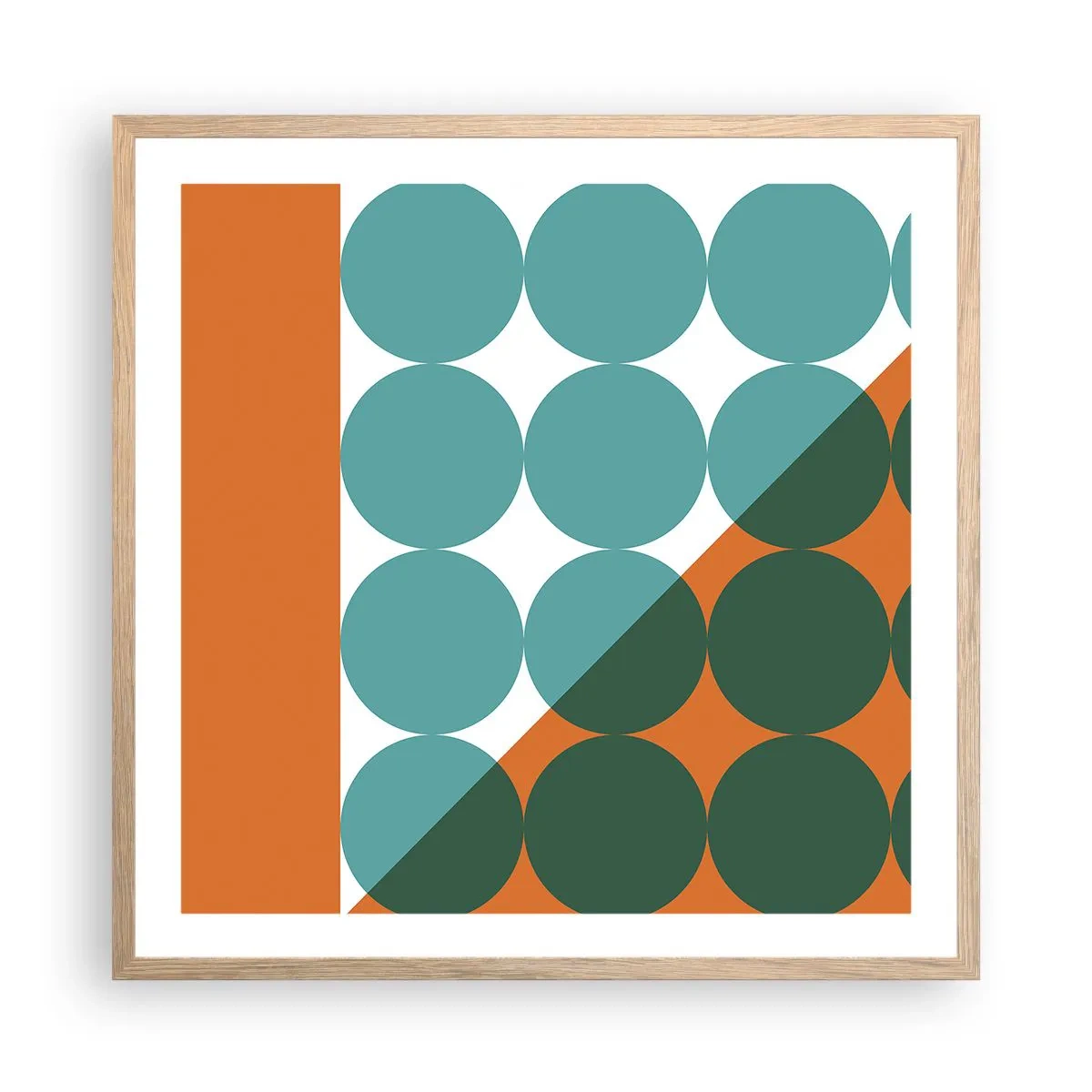 Een poster in een licht eiken lijst - Omhoog en diagonaal - 60x60 cm