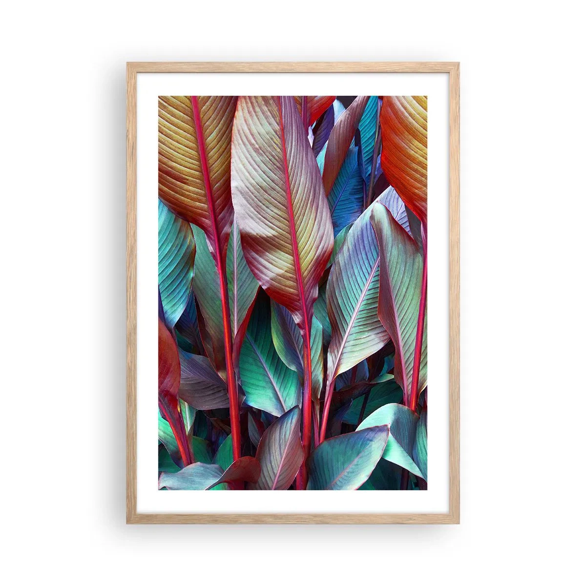 Een poster in een licht eiken lijst - Een kleurrijk struikgewas - 50x70 cm