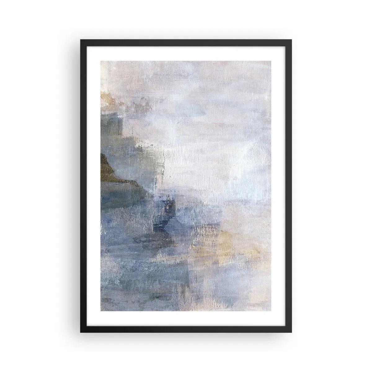 Poster in een zwarte lijst - Abstracte compositie in tinten blauw en beige - 50x70cm - Kleurtonen en akkoorden - Moderne wanddecoratie voor woonkamer en slaapkamer ARTTOR