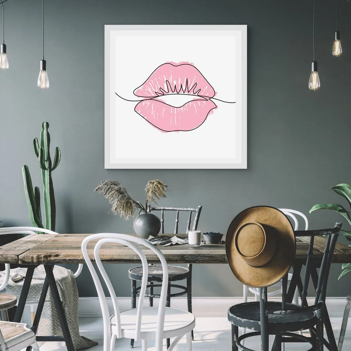 Poster in een witte lijst - Klaar om te kussen? - 50x50 cm