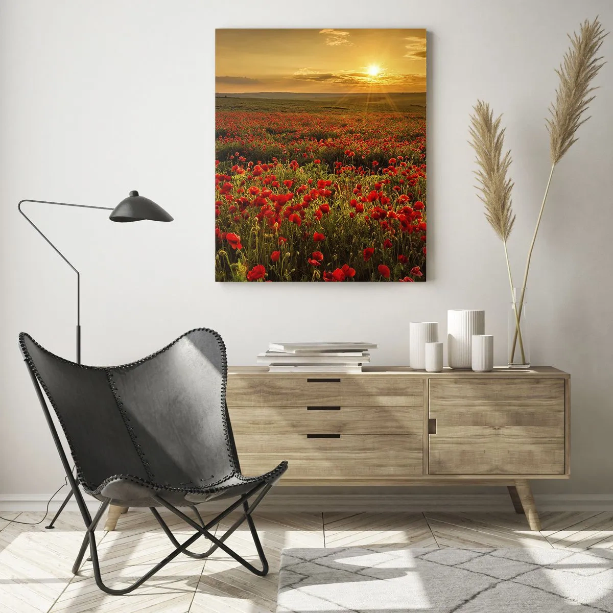 Schilderen op glas - Tussen de golven van ruisende weiden, tussen de bloemen van de vloed - 80x120 cm