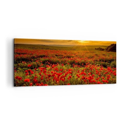 Schilderen op canvas - Tussen de golven van ruisende weiden, tussen de bloemen van de vloed - 100x40 cm