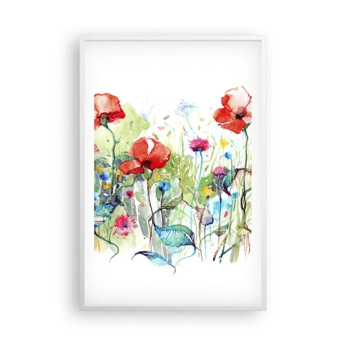 Poster in een witte lijst - Bloeiende meiweide - 61x91 cm