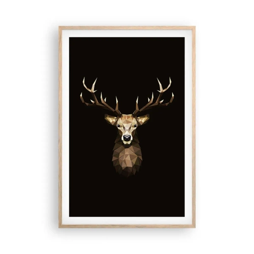 Een poster in een licht eiken lijst - Kubistische herten - 61x91 cm