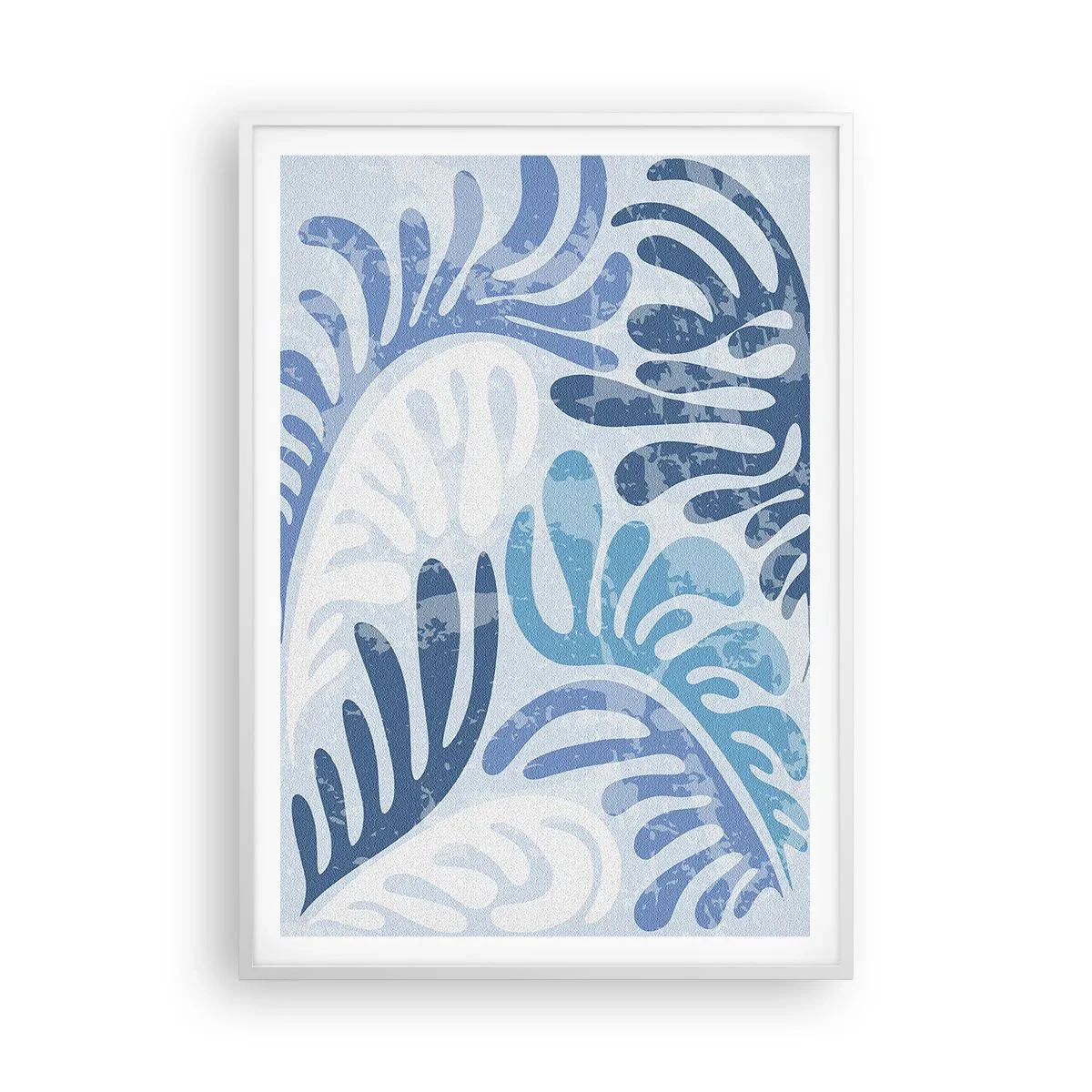 Poster in een witte lijst - Blauwe varens - 70x100 cm