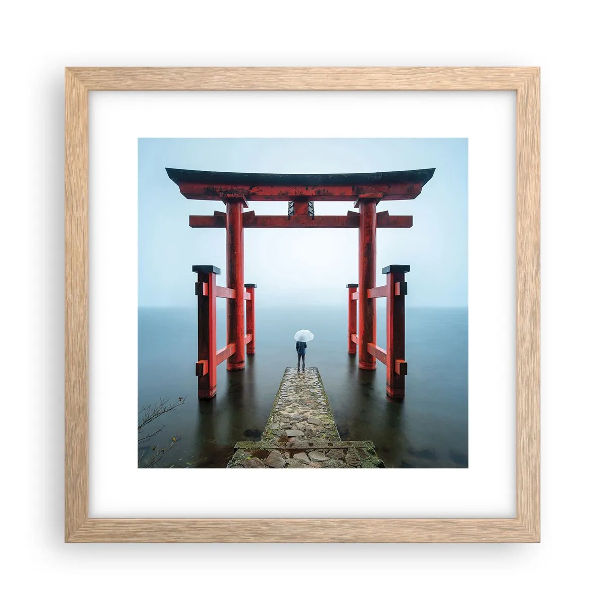 Een poster in een licht eiken lijst - Japanse mijmering - 30x30 cm