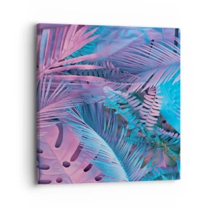 Schilderen op canvas - Tropen in roze en blauw - 30x30 cm