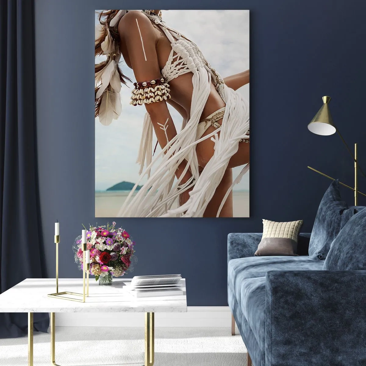 Schilderen op glas - Een priesteres van de zon - 70x100 cm