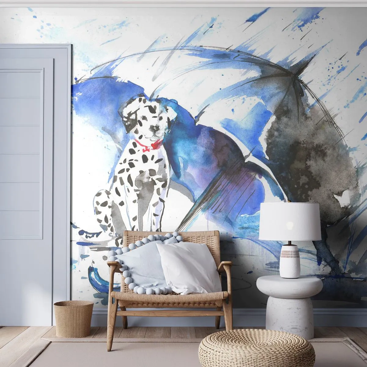 Zelfklevend Fotobehang Deluxe Sticker - Daar is een vriend voor - Abstractie, Hond, Regen - 250x175 cm