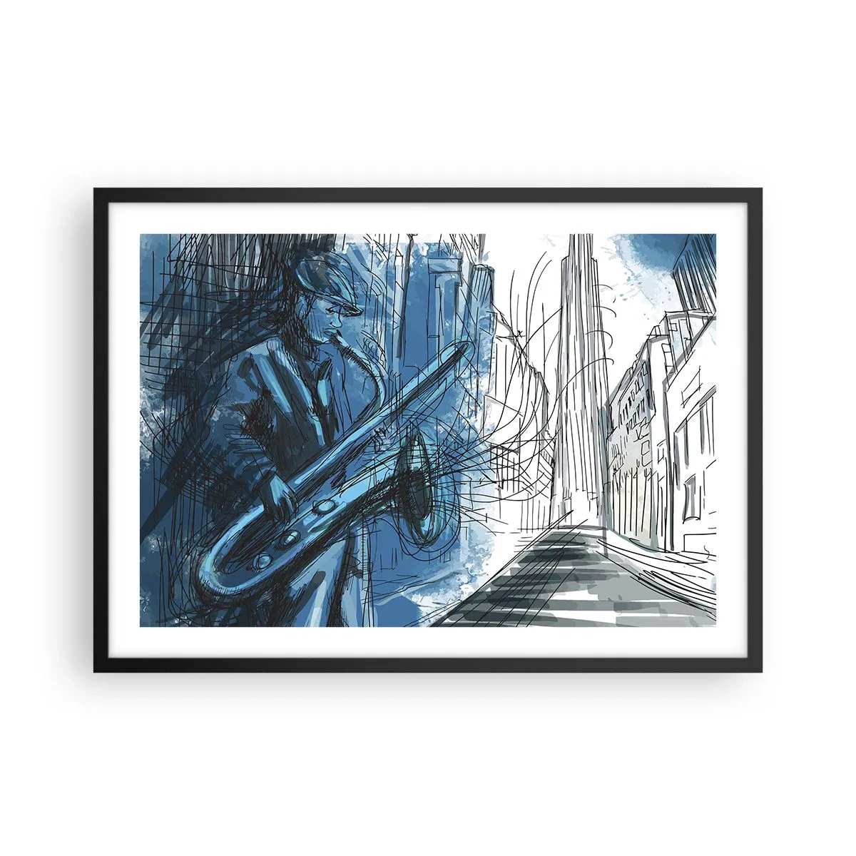 Poster in een zwarte lijst - Stedelijke Rapsodie - 70x50 cm