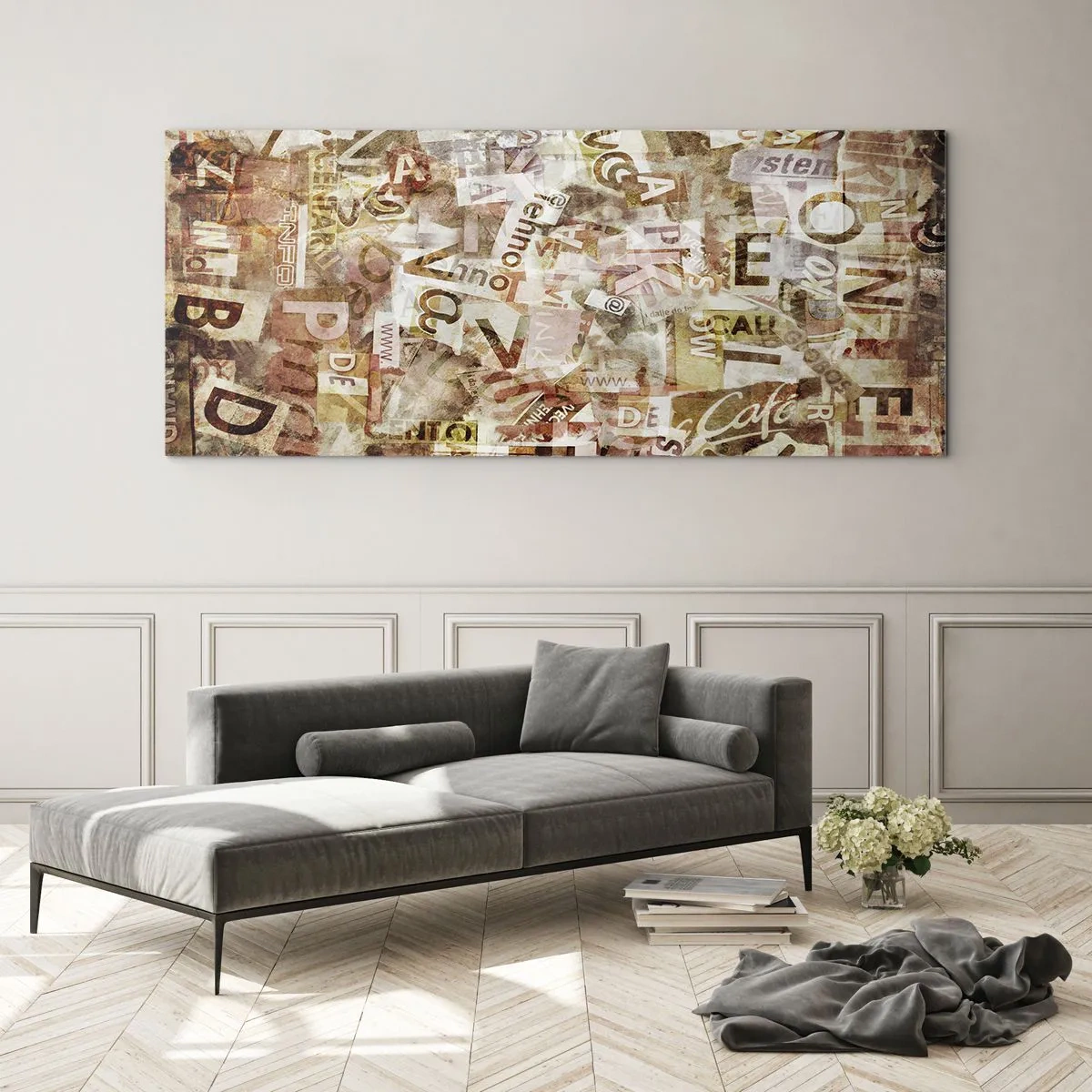 Schilderen op glas - Ik verenig het gebabbel - 120x50 cm