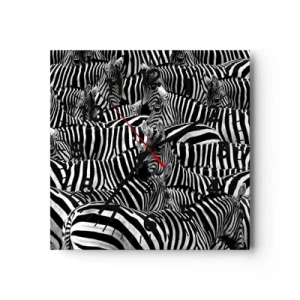 Wandklok - Klok - Groepsportret met strepen - 40x40 cm