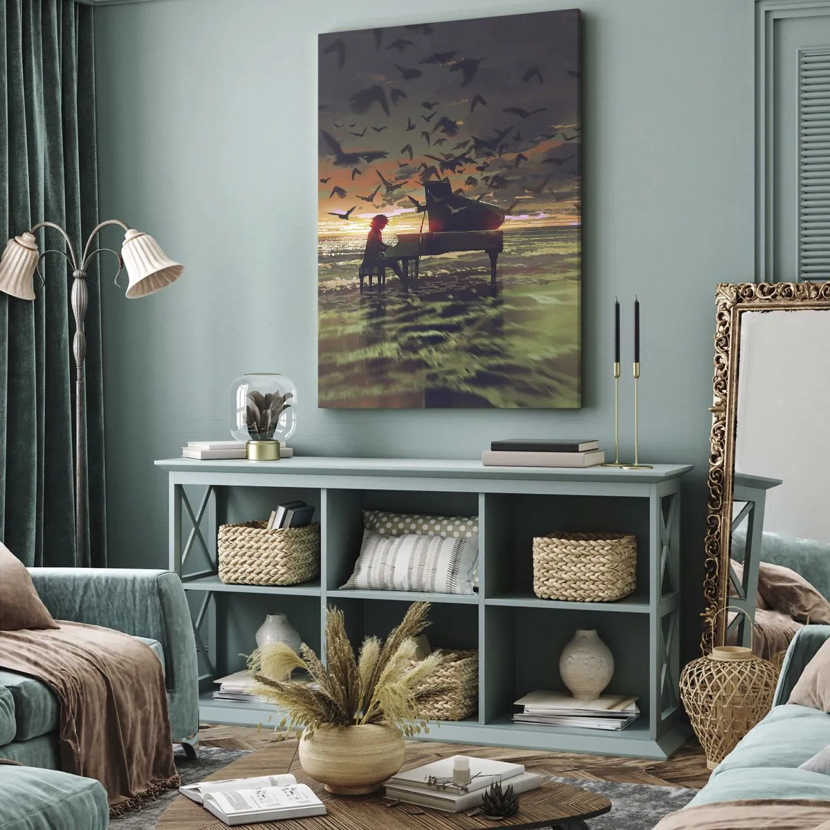 Schilderen op canvas - Concert voor piano en golven - 45x80 cm