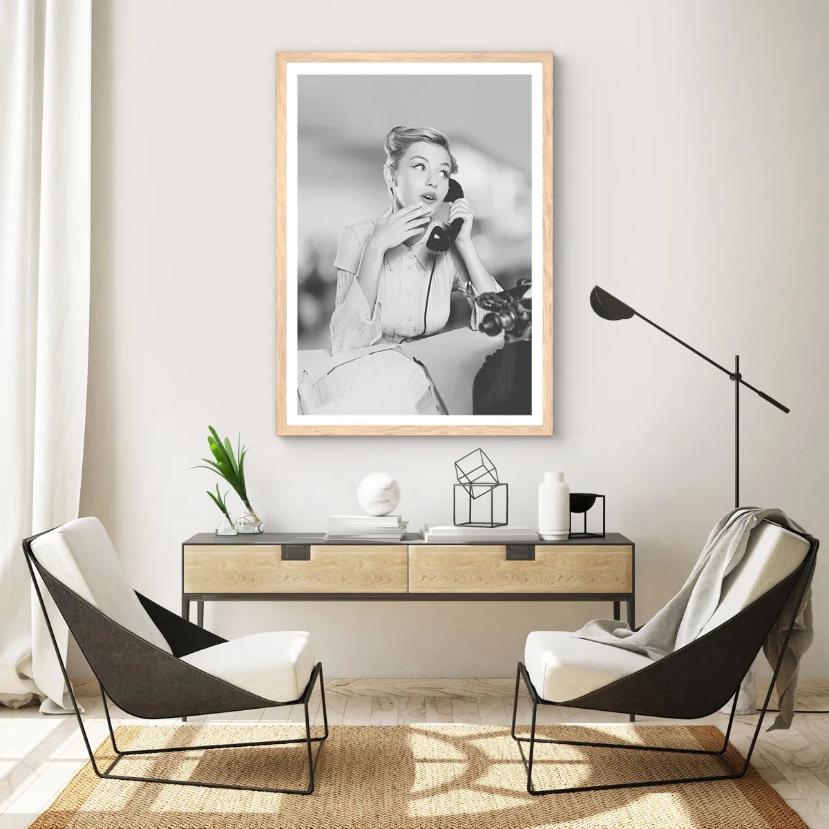 Een poster in een licht eiken lijst - Hallo, het zijn de jaren 50. - 61x91 cm