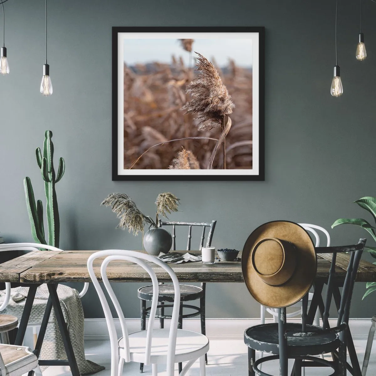 Poster in een zwarte lijst - Tijd om met de wind mee te gaan - 30x30 cm