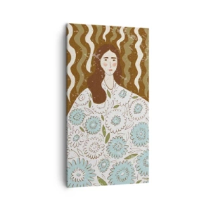 Schilderen op canvas - Portret in een bloemengewaad - 45x80 cm