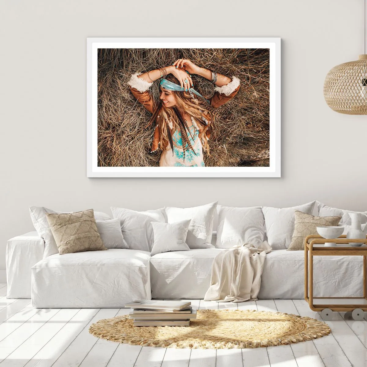 Poster in een witte lijst - Op weg naar de zomer van de liefde - 70x50 cm