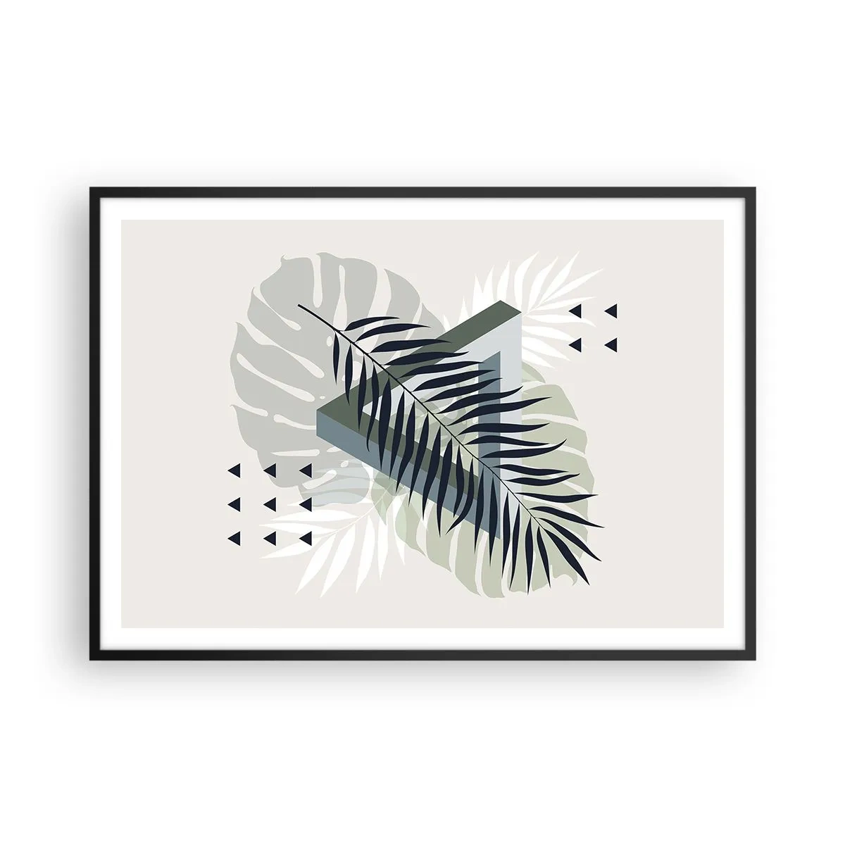 Poster in een zwarte lijst - Natuur en geometrie - twee orden? - 100x70 cm