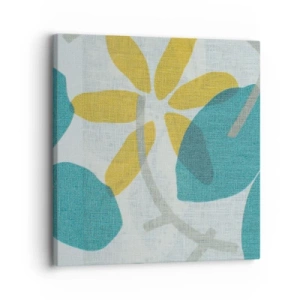 Schilderen op canvas - Tussen de azuurblauwe bladeren - 30x30 cm