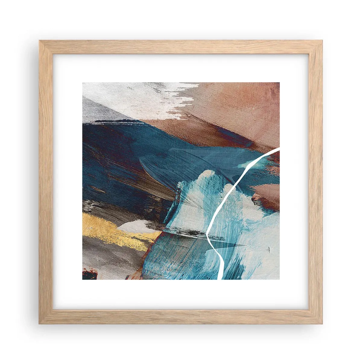 Een poster in een licht eiken lijst - Met panache en energie - 30x30 cm