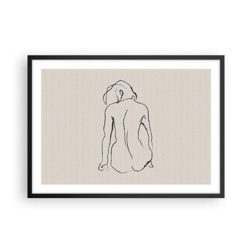 Poster in een zwarte lijst - Naakt meisje - 70x50 cm
