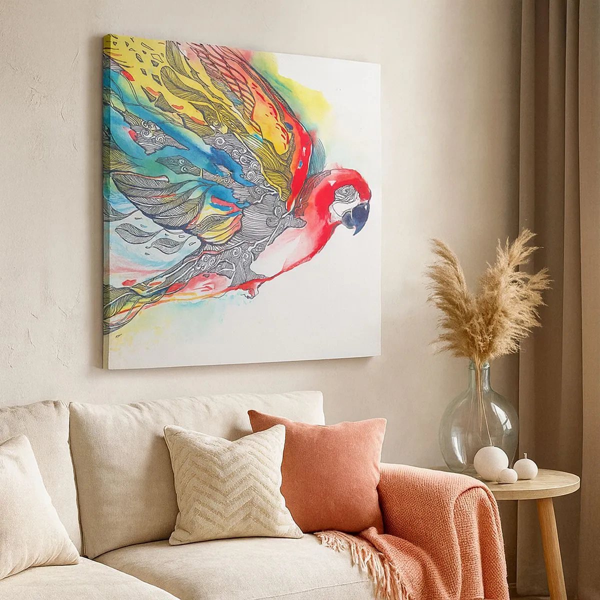 Schilderen op canvas - Leef kleurrijk - 30x30 cm