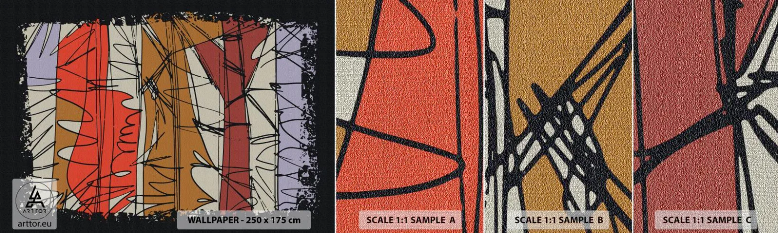 Fotobehang Monster Premium Canvas - Spontane compositie - Abstractie, Deel, Krabbels - 100x30 cm