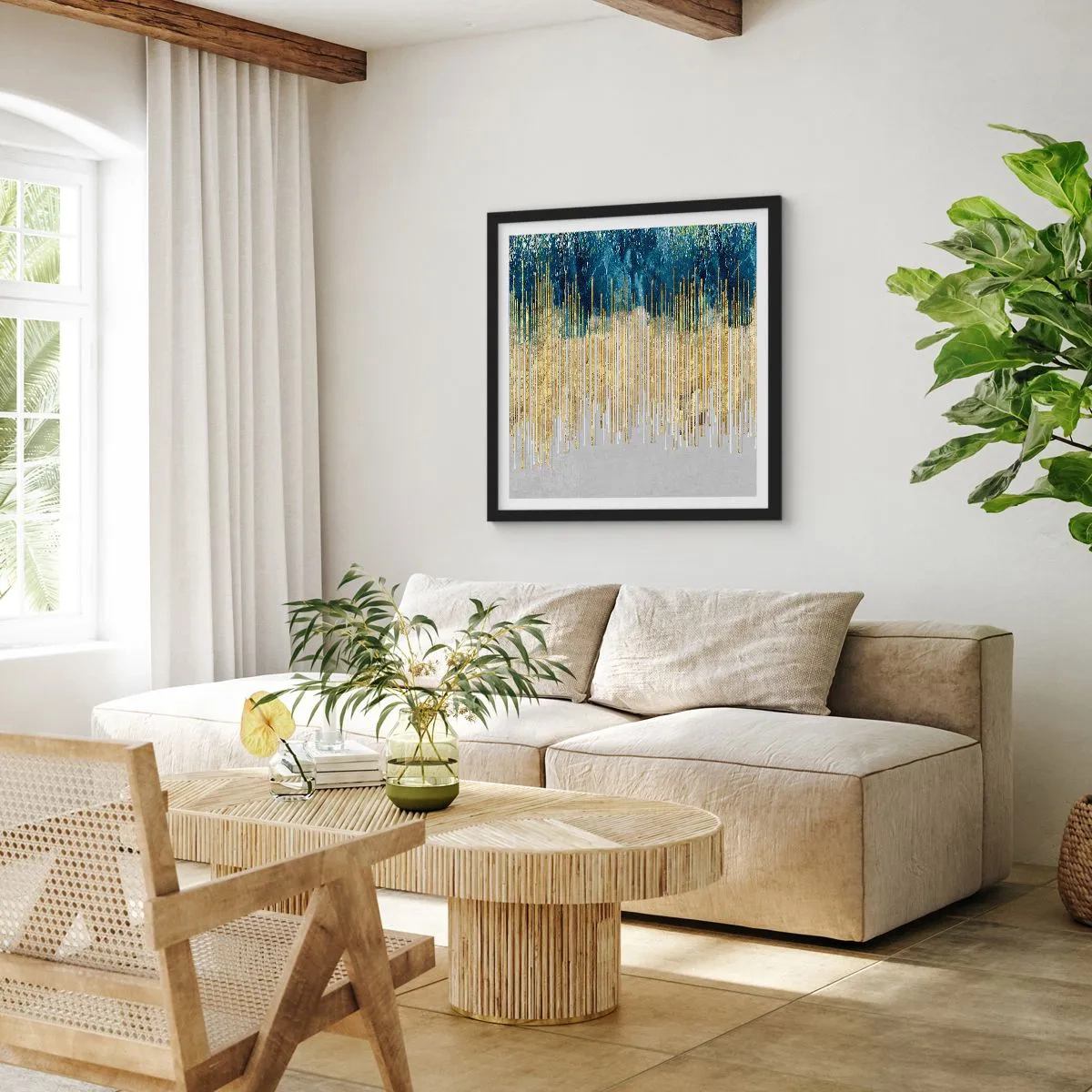 Poster in een zwarte lijst - Vergulde grens - 40x40 cm