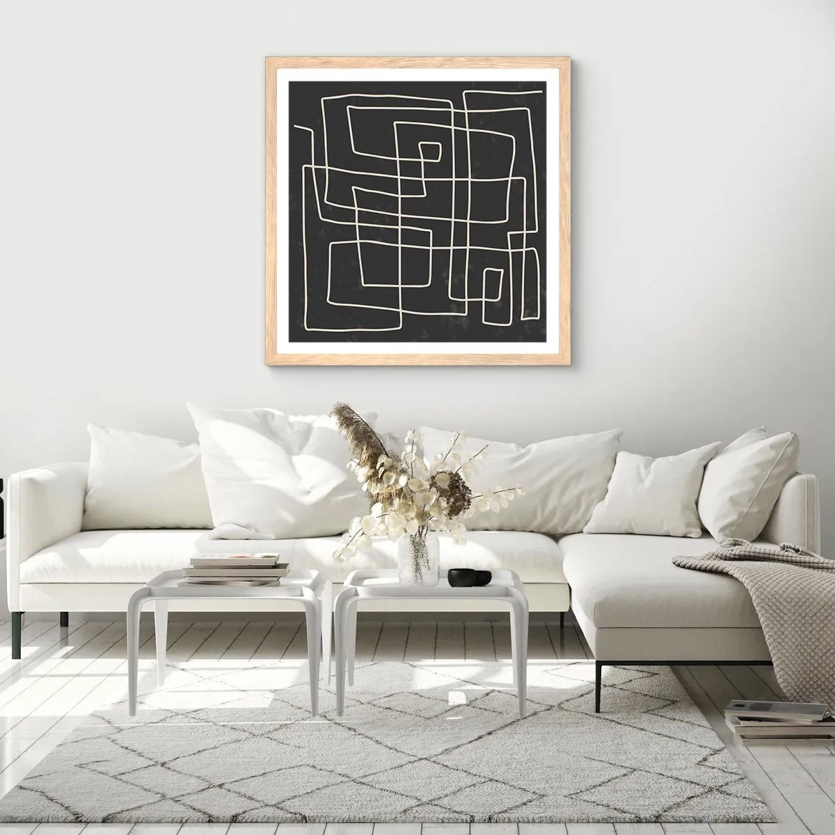 Een poster in een licht eiken lijst - Niet zo eenvoudig - 50x50 cm