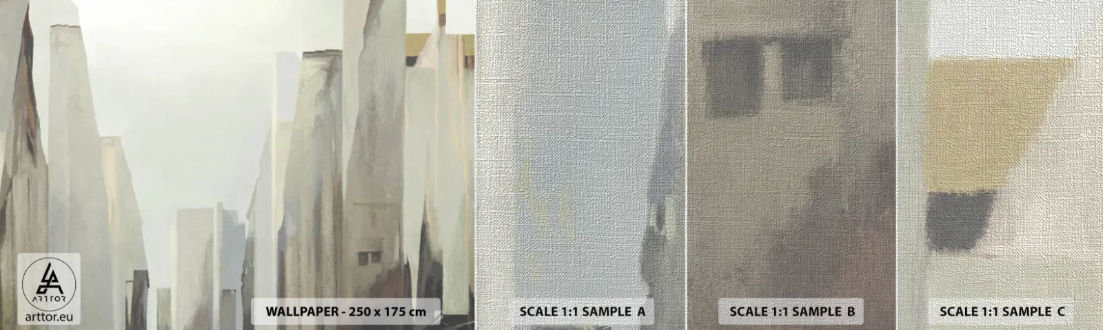 Fotobehang Monster Premium Canvas - Droom over de stad - Minimalistisch, Helder, Stad - 100x30 cm