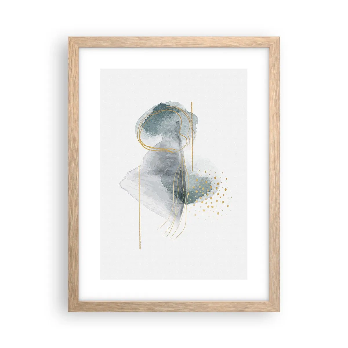 Een poster in een licht eiken lijst - Over de relatie tussen grijs en goud - 30x40 cm