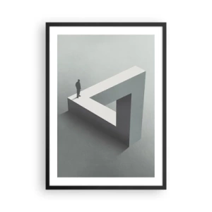 Poster in een zwarte lijst - Een figuur op een onmogelijke geometrische figuur - 50x70cm - Maar het is toch mogelijk - Moderne wanddecoratie voor woonkamer en slaapkamer ARTTOR