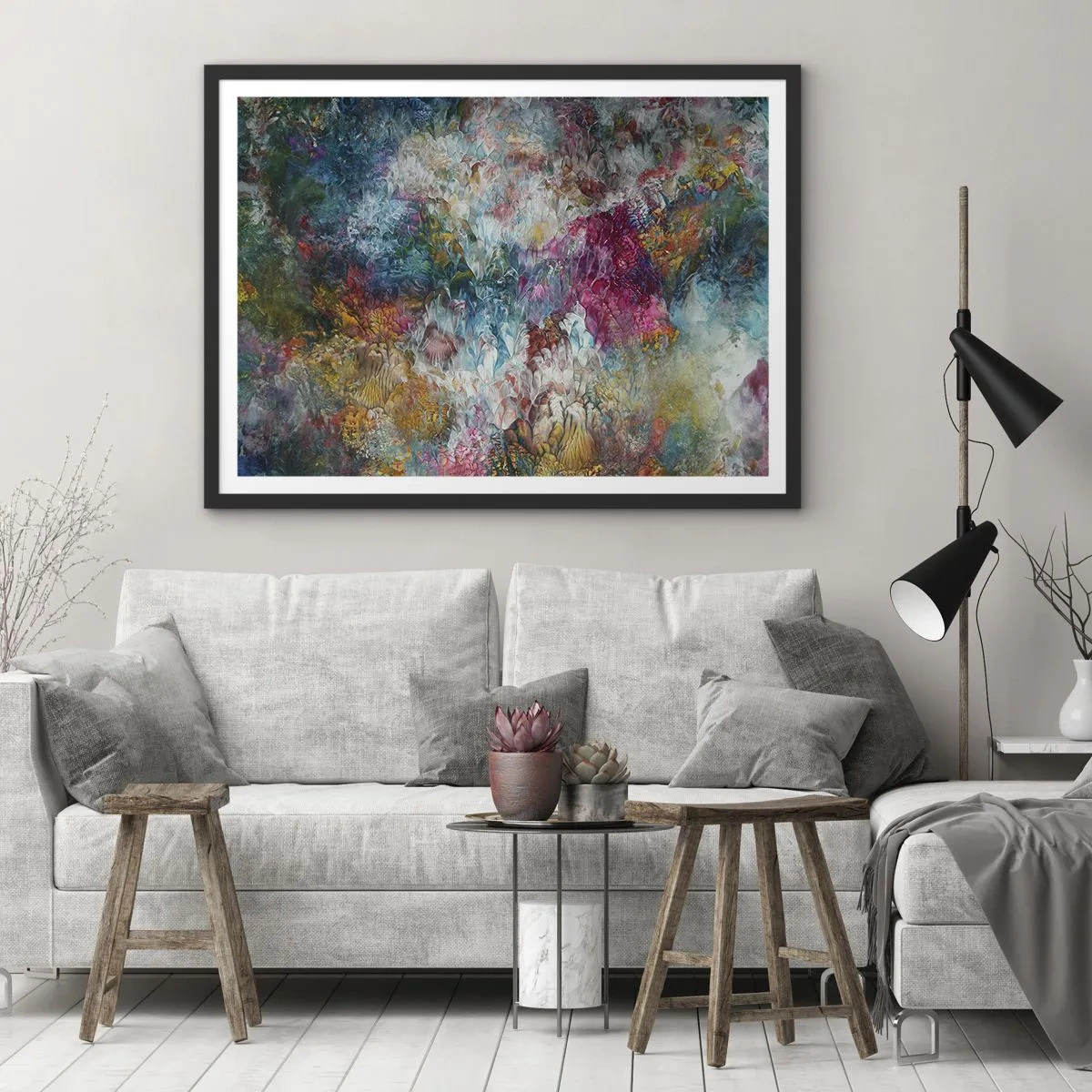 Poster in een zwarte lijst - Volledig in bloei - 70x50 cm